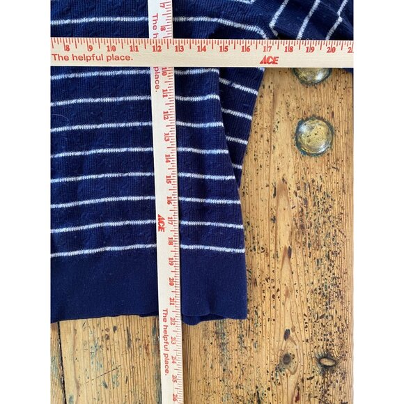 Banana Republic Womens Blue Striped Sweater Medium Button Detail Crewneck Knit - Picture 6 of 6